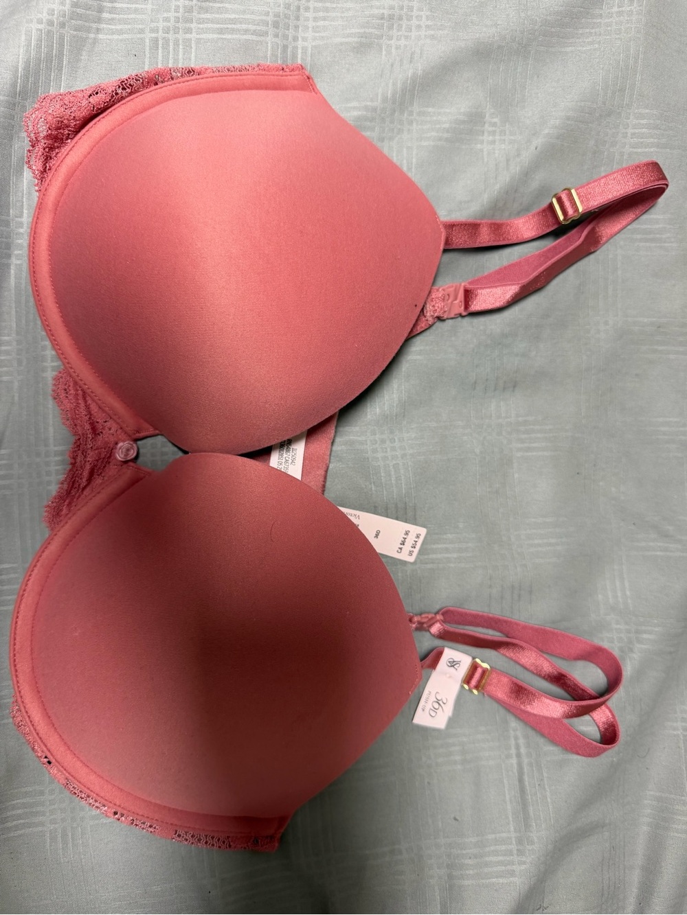 Victoria's Secret Rose Pink Lace-Trim Push-Up Bra